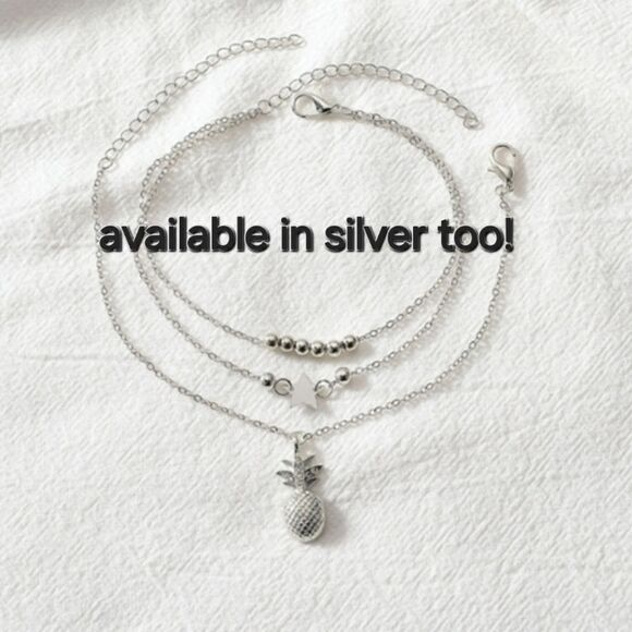 New PINEAPPLE STAR & GOLD BEAD anklet set - Picture 6 of 11